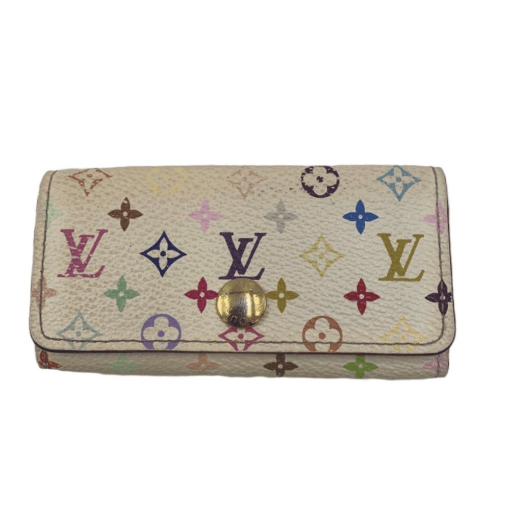 Authentic Louis Vuitton White Multicolor Key Case